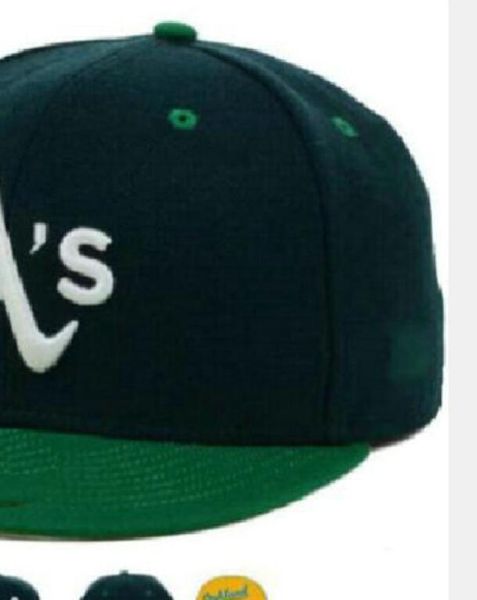 

men's oakland baseball full closed caps summer snapback letter bone men women black color all 32 teams casual sport flat fitted hats as, Blue;gray