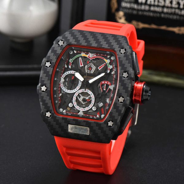 

super mechanical chronograph wrist watches rm50-03 leisure carbon fiber case men's designer amazing style colours, Slivery;brown