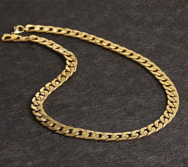 

never fade stainless steel figaro chain necklace 4 sizes men jewelry 18k real yellow gold plated 9mm chain necklaces for women men1022404, Silver