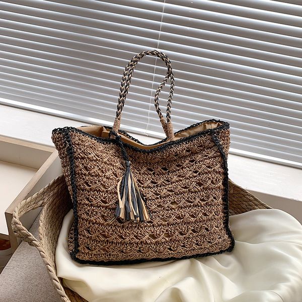 

evening bags tassel womens bag trend beach travel summer straw large bolsas luxury designer handbag female tote shoulder handbags 230510
