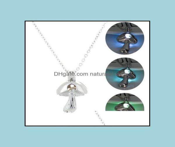 

pendant necklaces pendants jewelry 3 colors glow in the dark mushroom necklace hollow pearl cages luminous dh6ta4868396, Silver