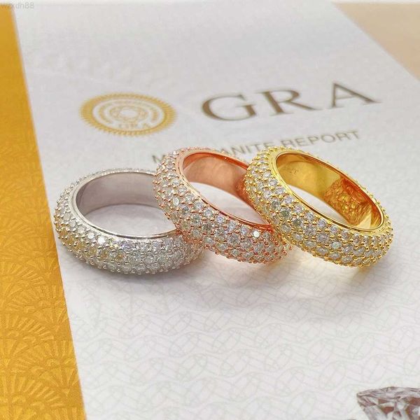 

14k 18k gold plated 4 rows moissanite engagement ring diamond wedding band vvs moissanite men ring, Silver