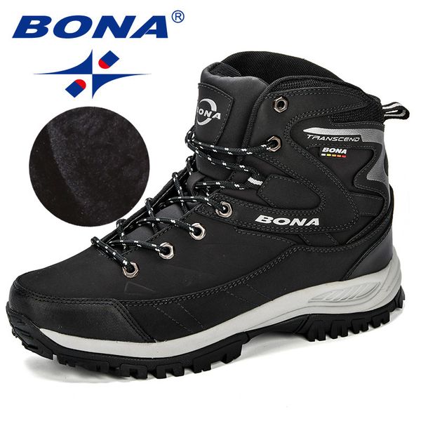 

safety shoes bona men boots winter man shoes ankle boots men snow boots round toe plush keep warm men footwear laceup casual trendy shoes 23, Black;brown