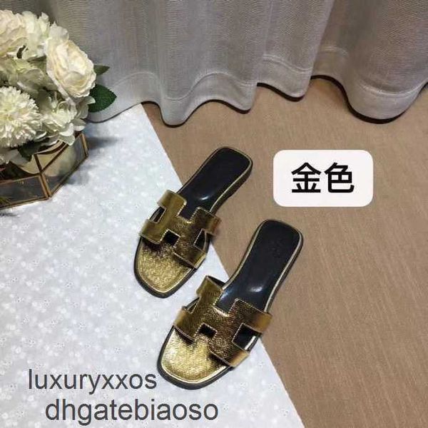 

h slipper orans summer 2023 beach leather woman shoe sandals flat heel sandal sheepskin large women's shoes 1gn2oran