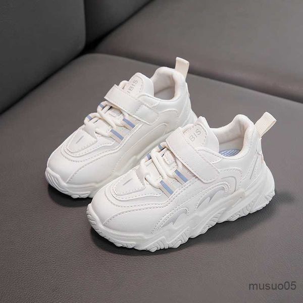 

athletic outdoor children white leather sneakers toddler boys tennis sports shoes girls running shoes kids school shoes 6-14y autumn, Black