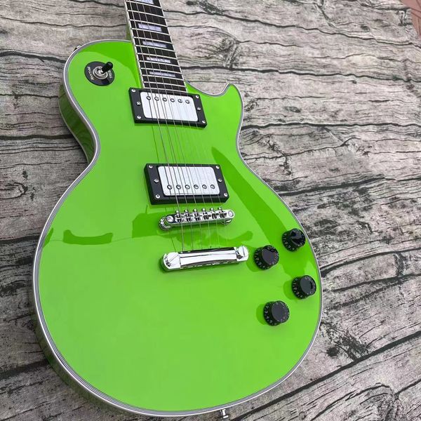 

customized electric guitar green ebony soundboard mahogany and chrome hardware