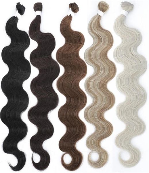 

hair pieces colorful body wave bundles 613 piano blonde natural synthetic extensions ombre thick ponytail loose deep weaving 221106447779, Black;brown