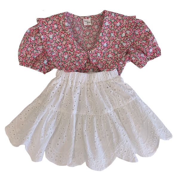 

clothing sets lzh summer kids girls 2pcs outfit children s sports suit short sleeve baby printing skirt 230511, White