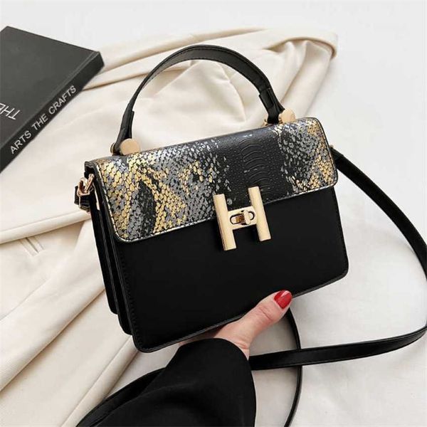

30% off 2023 handbag baobao women's new snake pattern crossbody contrast small square handheld bags fashion