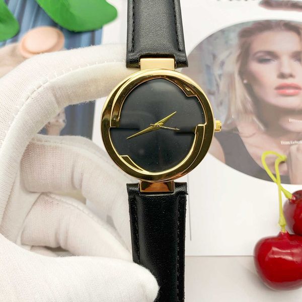 

2023 luxury women designer watch 38mm new fashion women watches leather strap lady quartz wristwatch, Slivery;black