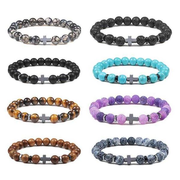 

selling bracelet natural stone turquoise volcano agate cross, Golden;silver