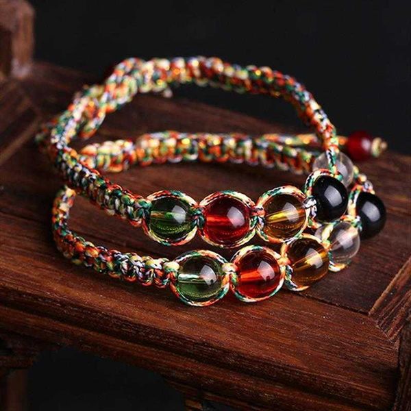 

dragon boat festival multicolored beads bracelet hand woven five line colorful braided rope red wholesale, Golden;silver