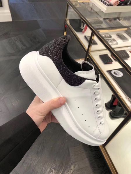 

luxury man shoes fashion genuine leather woman sneakers lace up flat sneaker designer shoe 0426, Black