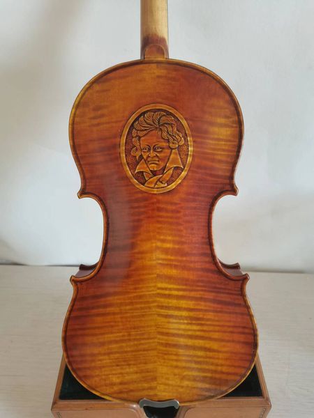 

master 4/4 violin solid flamed maple back old spruce hand carved k2709