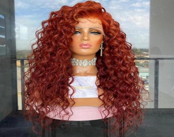 

closures loose curly burgundy red synthetic hair lace front for black women part frontal fiber natural hairline glueless8302074, Black;brown