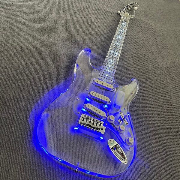 

acrylic electric guitar, led light, metal color professional quality assurance