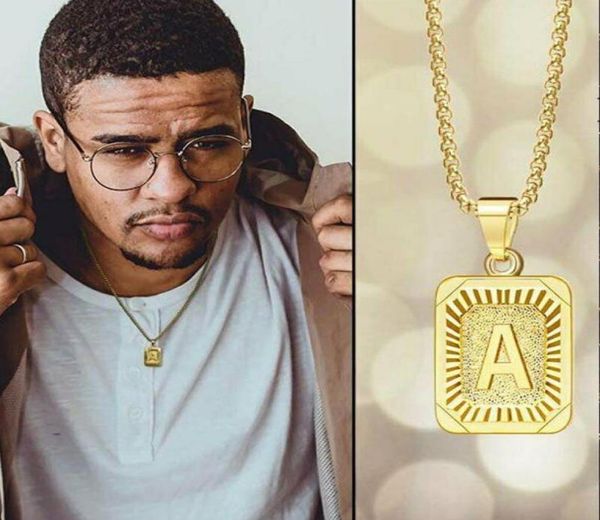

men039s letter necklace hip hop square pendant stainless steel english doublesided casting nyz shop chains2114215, Silver