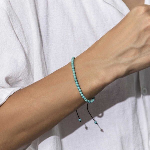 

natural turquoise mens bracelet handmade beaded all match adjustable personality ornament wholesale, Golden;silver