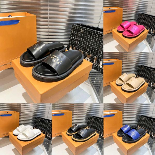 

flat slippers designer beach slide sandals men women slipper indoor outdoor shoes rubber summer slides platform pool pillow casual shower fl, Black