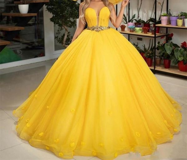 

quinceanera dresses princess yellow flowers ball gown deep v-neck lace-up with tulle plus size sweet 16 debutante party birthday vestidos de, Blue;red