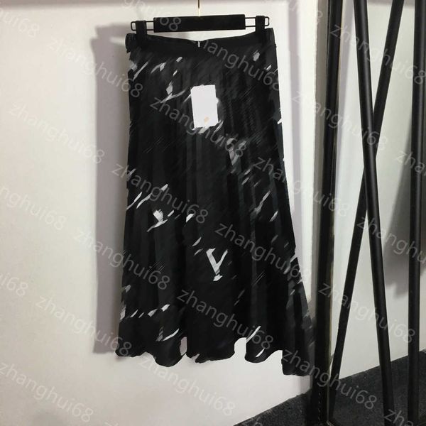 

23ss womens designer clothing designer skirts full letter printing high-waisted pleated half skirt women clothes, Black