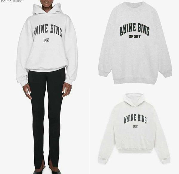 

anine bing city women pullover sweatshirt new embroidery letter burst fleece sweater printed wash round neck cotton ab hoodie motion current, Black