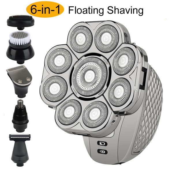 

electric shavers men's bald head electric shaver 9 blades floating 6in1 heads beard nose ear hair trimmer clipper brush rechargeable ra