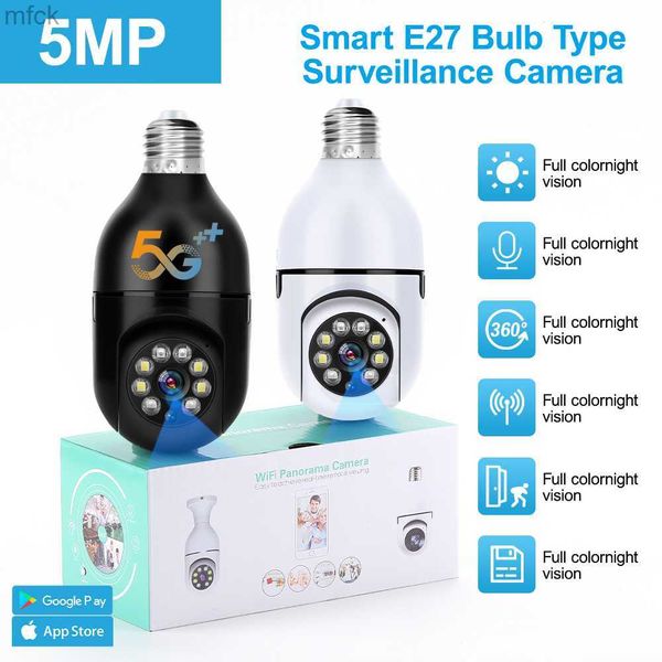 

board cameras 5mp e27 bulb wifi surveillance camera indoor 4x digital zoom ai human detect full color night vision wireless camera smart hom