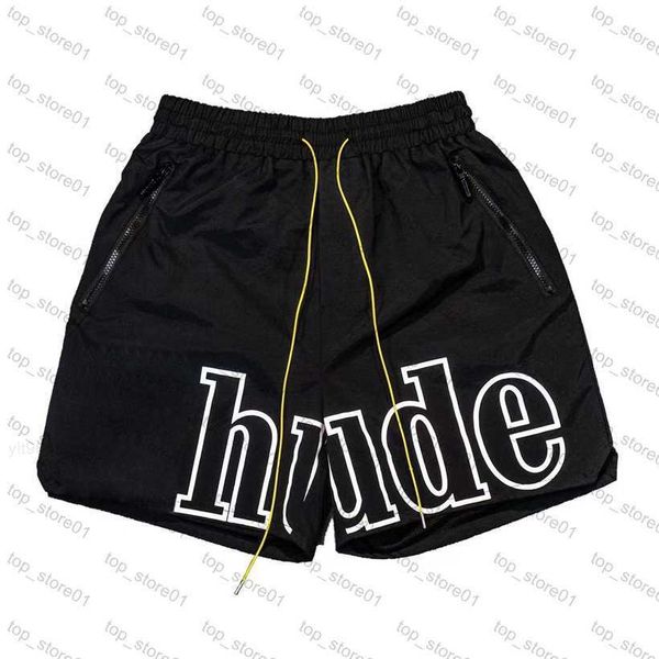 

designer men rh limited rhude shorts summer swim shorts knee length hip hop high street sports training beach pants mens elastic waist, White;black
