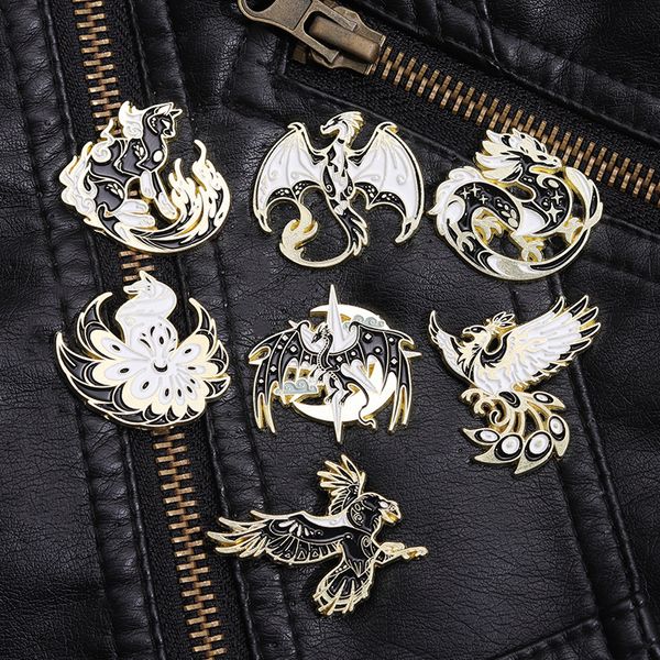 

gothic punk bird enamel pins custom animal cartoon brooches jewelry clothes accessoris shirt collar lapel badge pin for friend, Blue