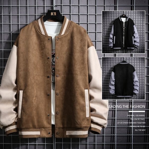 

men's jackets youth trend college wear autumn hip hop casual baseball coat slim fit uniform bomber for 230511, Black;brown