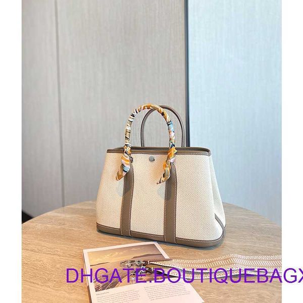 

original edition designer hremm party garden bags online store classic highquality leather womens bag cowhide splicing canvas garden large h