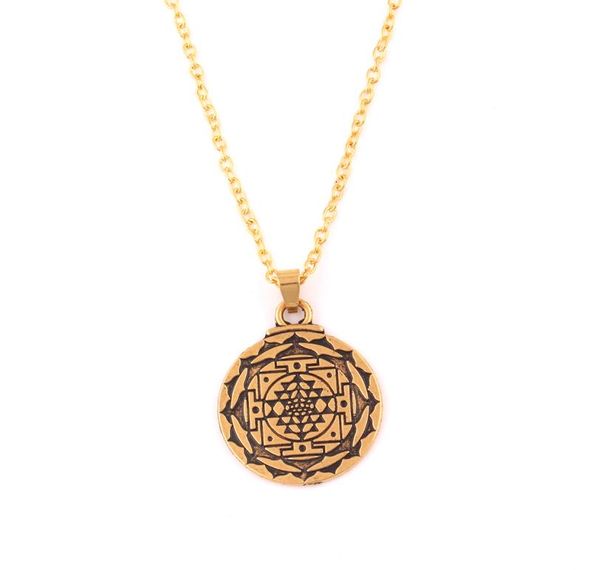

gold plated mandala chakra 3rd eye charm pendent hindu goddess yoga religion amulet necklace2967312, Silver