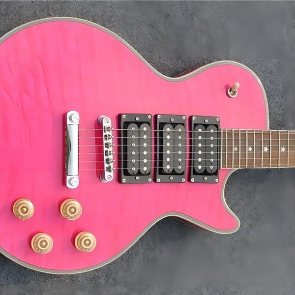 

factory customization three pickup, pink electric guitar high-quality 6 string