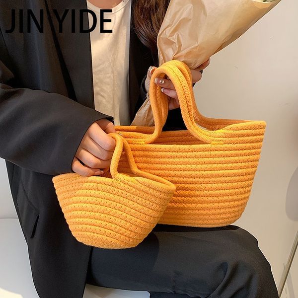 

evening bags casual solid color woven women small tote straw beach vacation travel shopping shopper handbag female open 230510