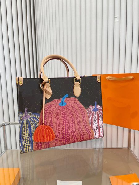 

designer bag classic onthego the tote bag shopping bag yayoi kusama large-capacity one-shoulder diagonal handbag painted polka dot pumpkin m