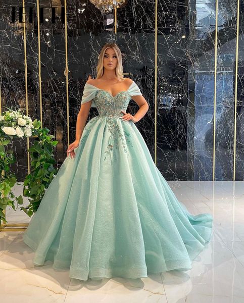 

party dresses jeheth princess mint evening sweetheart luxury beading off shoulder for gowns lace tulle floor length prom 230510, White;black