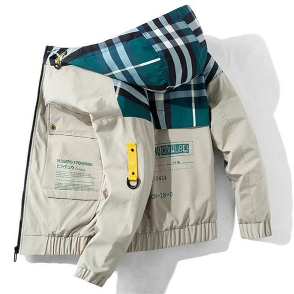 

spring and autumn clothes designer jacket outwear hooded wadded coat slim parka hip hop mens fashion printed, Black