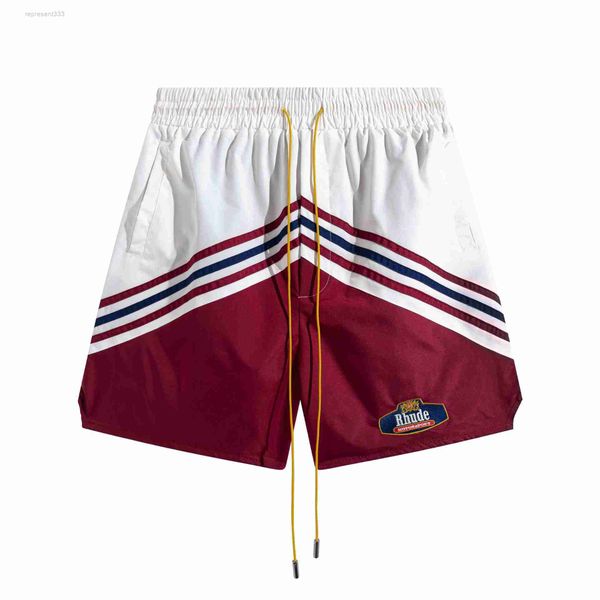 

rhude shorts spring/summer new micro label embroidery color block hip hop men's and loose casual split shorts qxeb, White;black