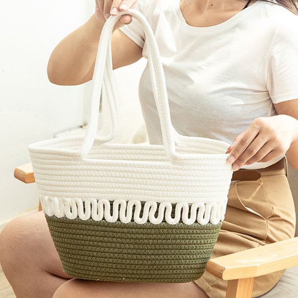 

evening bags large capacity beach bag vacation cotton woven basket single shoulder 230510