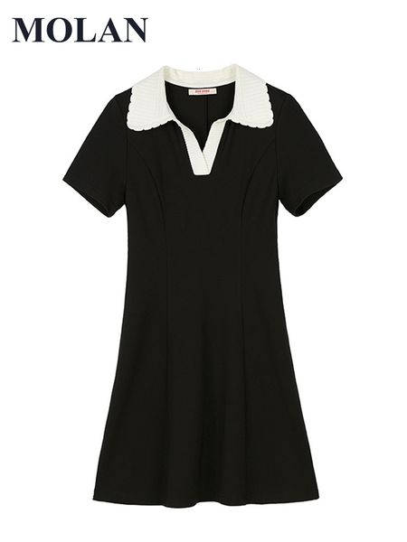 

casual dresses molan sweet woman knited dress black french fashion short sleeve casual elegant cute robe female chic vestido 230511, Black;gray