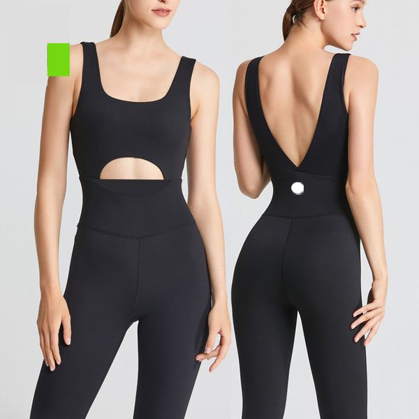 

LL Women Bodysuits for Yoga Sports Jumpsuits One-piece Sport Quick Drying Workout Bras Sets Sleeveless Playsuits Fiess Casual Black Summer YW974L