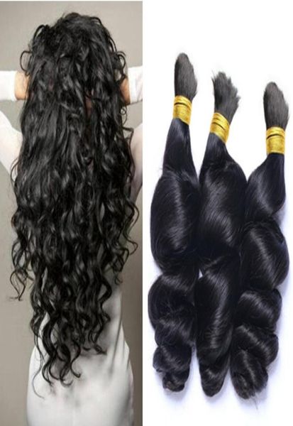 

brazilian hair bulk loose wave wavy style braiding 300gram unprocessed bulks hair whole factory7456679, Black