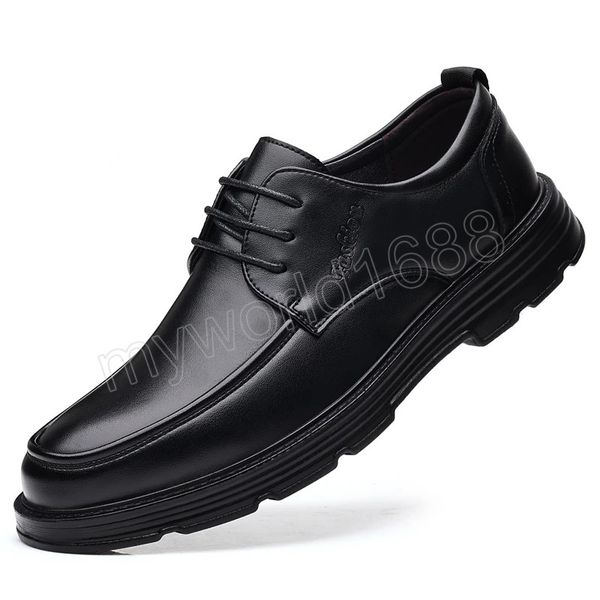 

black platform casual shoes men dress shoes oxfords office business shoes for men daily work shoes lace-up men's formal shoes