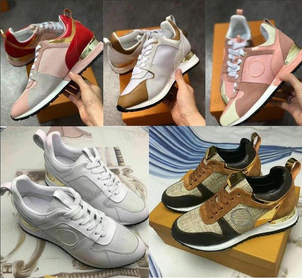 

classic run away sneakers for men women real leather designer casual shoes racer sports calf leather mesh mixed color trainer runner shoe te, Black