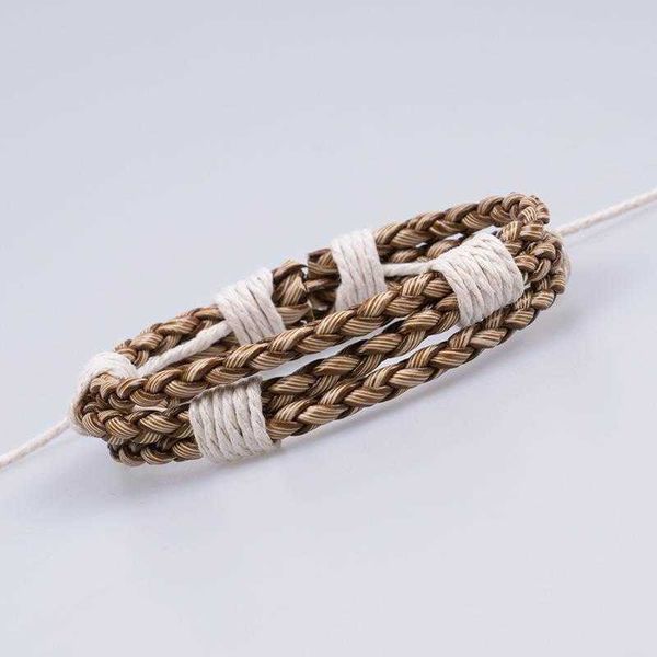

vintage weave leather bracelet mens adjustable ornament, Golden;silver