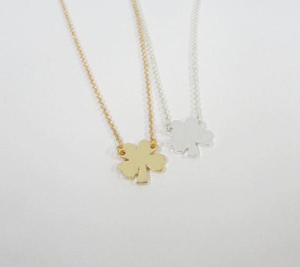 

10pcs tiny four leaf clover necklace lucky clover necklaces simple shamrock necklaces for good luck birthday gifts7998428, Silver