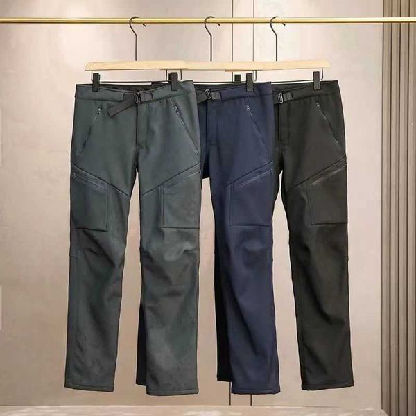

designer mens pants fashion embroidery plush trousers soft shell casual fleece outdoor sweatpants men women warm slacks, Black