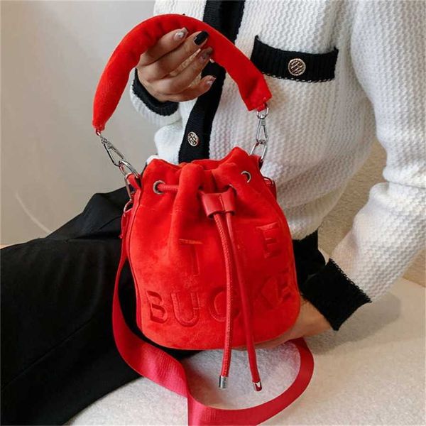 

17% off 2023 handbag autumn/winter plush women's fashion letter bucket bag ins one shoulder handbag