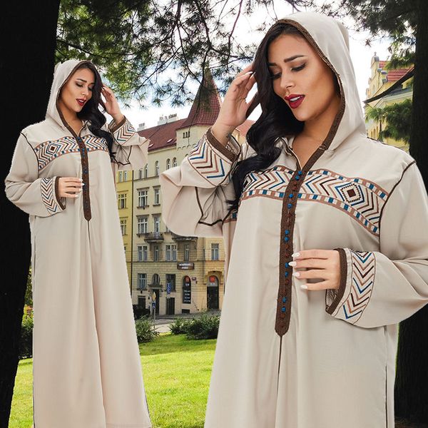 

ethnic clothing ramadan turkey hooded muslim dress women abaya moroccan kaftan islamic embroidery djellaba dubai jilbab party vestidos, Red